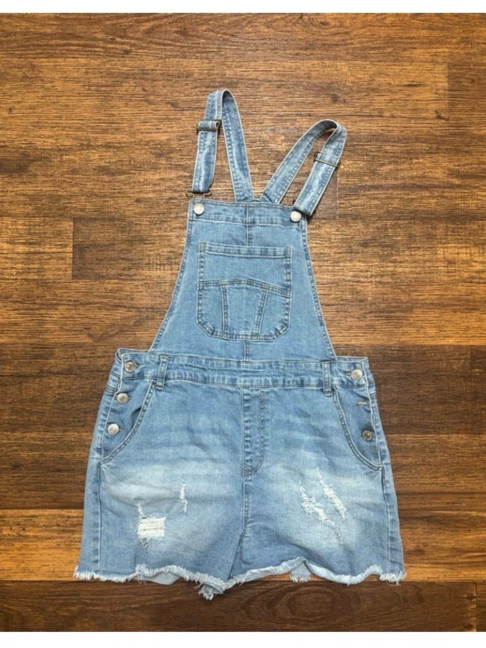 Forever 21 Light Wash Denim Short Overalls OX